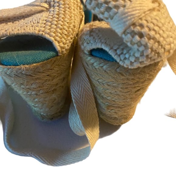 Pima 2 made in Spain blue and white ankle wrap espadrille sandals size 10.5 - Picture 3 of 10